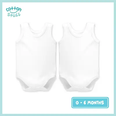 Cotton Stuff - 2-piece Sleeveless Bodysuit (White)