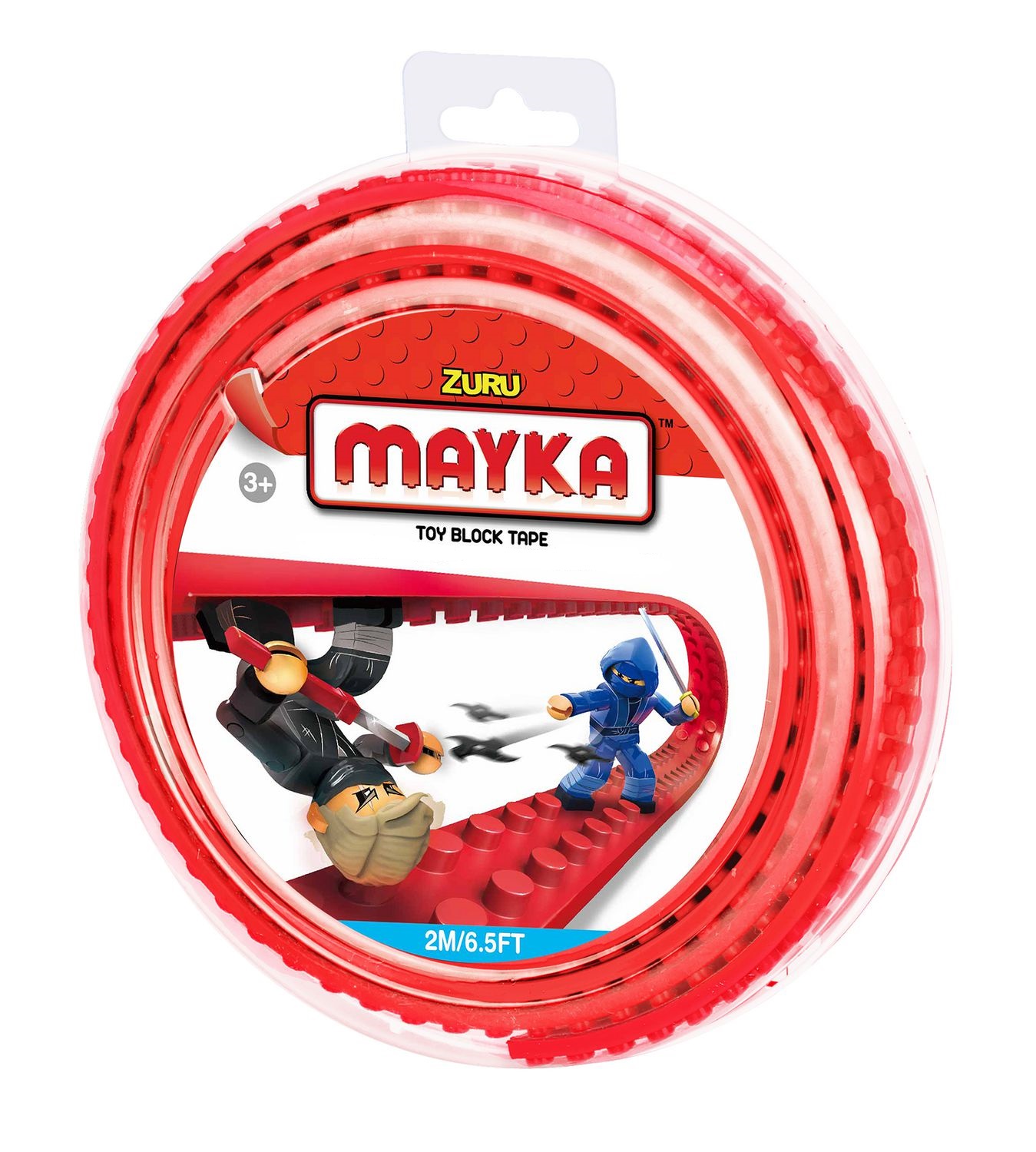 Red Zuru Mayka Tape 2M 6.5 FT 2 Stud Toy building Block parts tape 