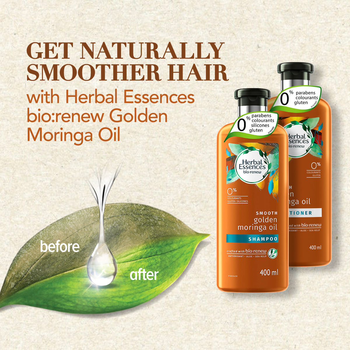 Herbal Essences Golden Moringa Oil Shampoo + Conditioner 400ml