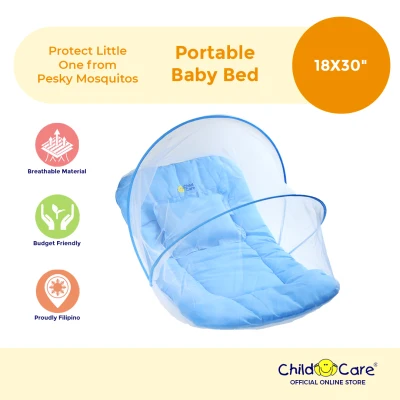 Child Care Portable Baby Bed (Foldable Crib with Cushion) (Baby Bed with Netting) (Newborn Bed)