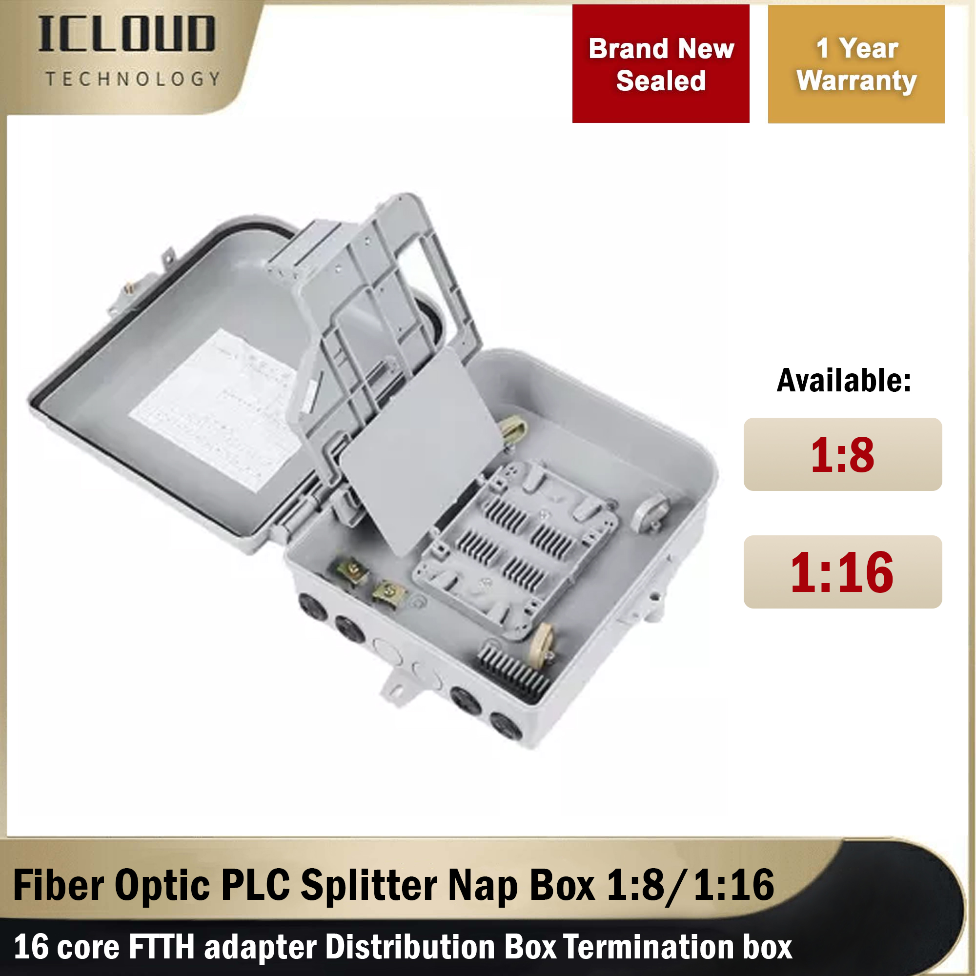 Fiber Optic PLC Splitter Nap Box 18/116 / 16 core FTTH adapter