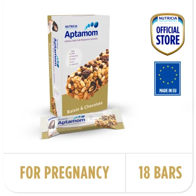 Nutricia Aptamom Prenatal Cereal Bar - Raisin and Chocolate with DHA (18 Bars)