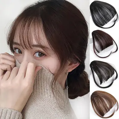 SHEDE Front Neat Bang Accessories for Women Hair Styling Thin Invisible Fringe Hairpieces False Hair Synthetic Air Bangs