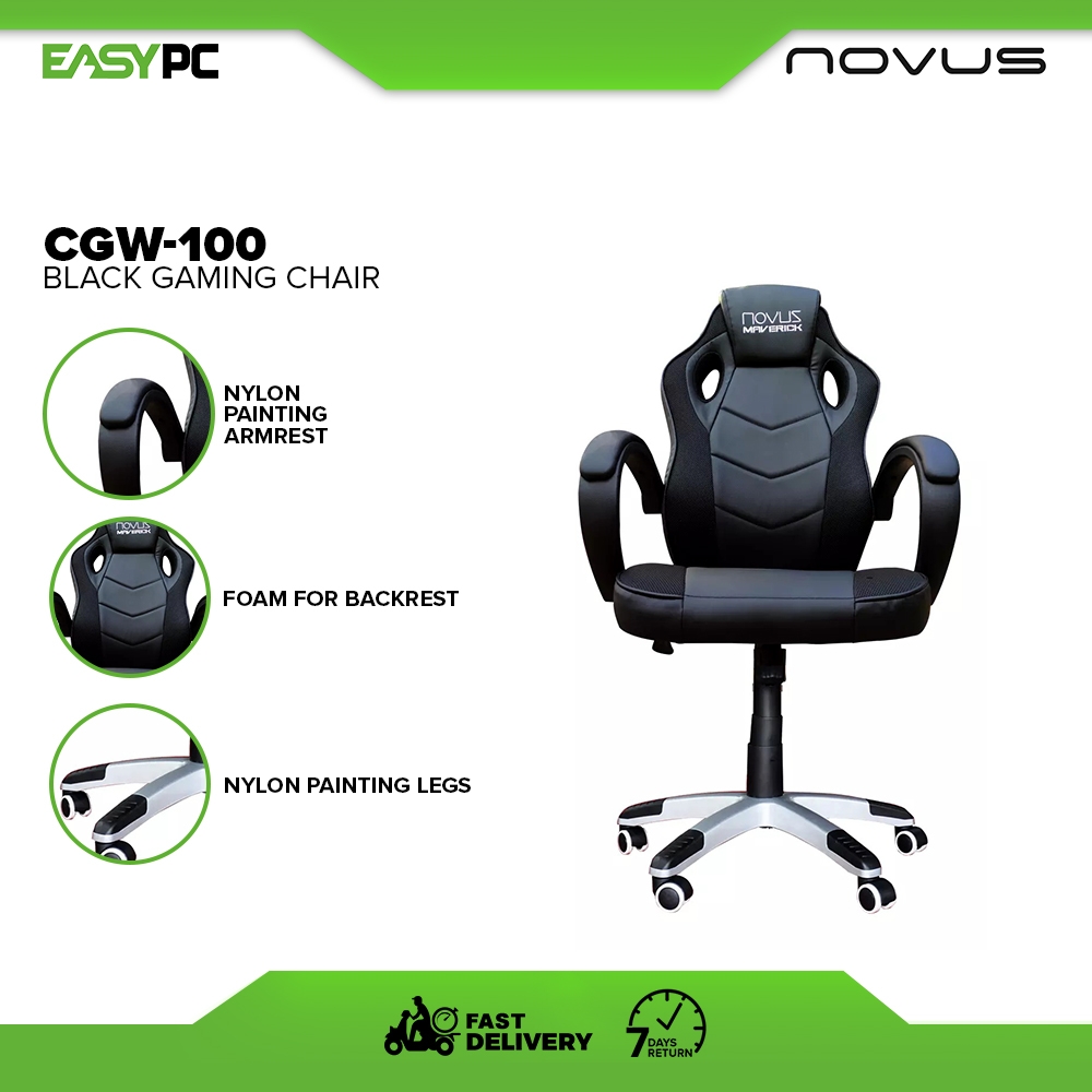 Novus Gaming Chair CGW100 Black/Red, Black/White, Black, Black/White