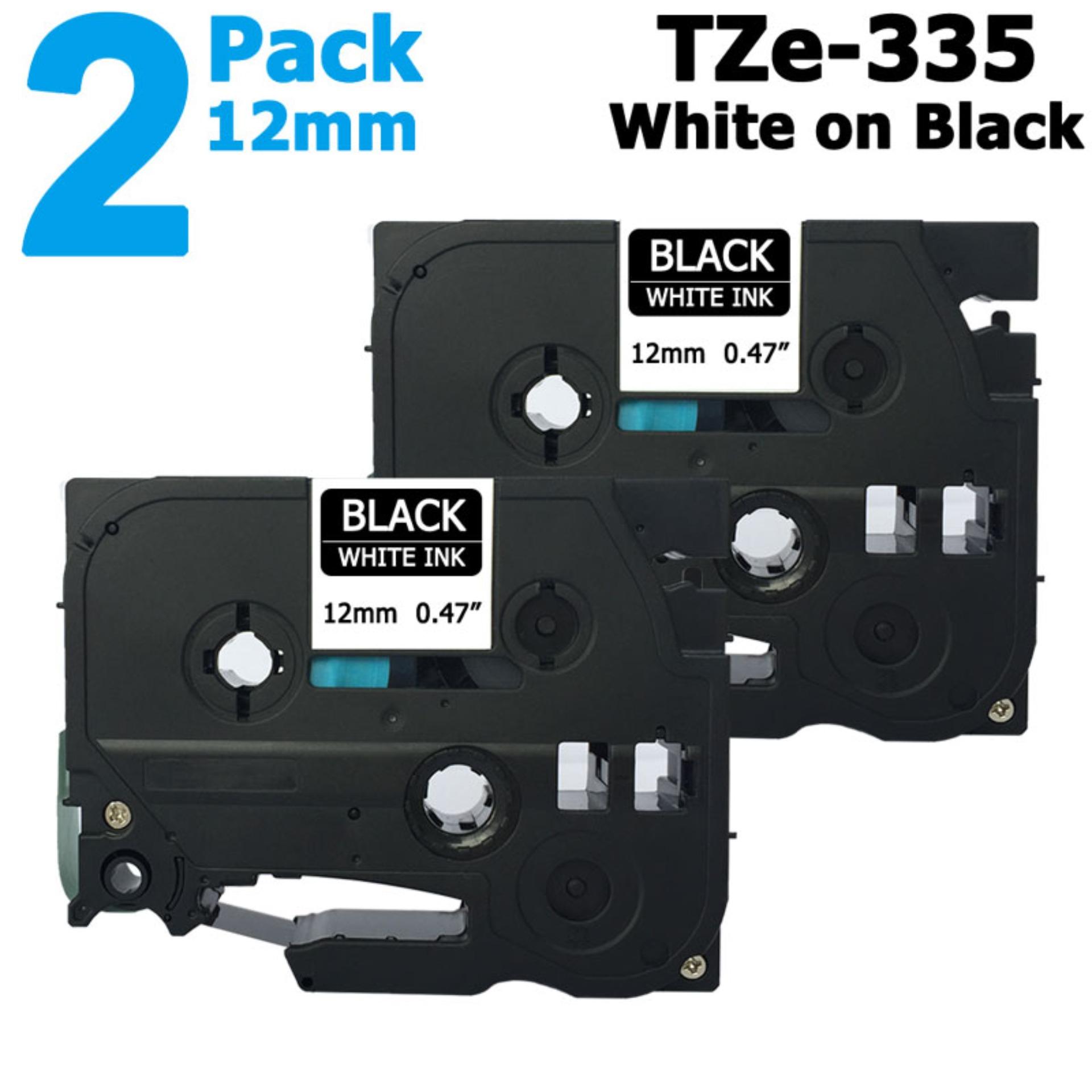 2PK TZ335 TZe335 Compatible Brother P-Touch Label Maker Tape 12mm White on Black 