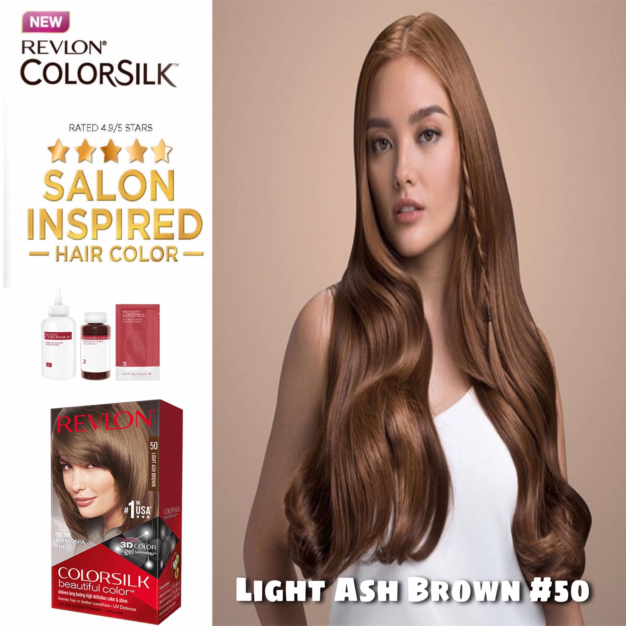 HAIR COLOR Light Ash Brown REVLON Colorsilk No. 50 | Lazada PH