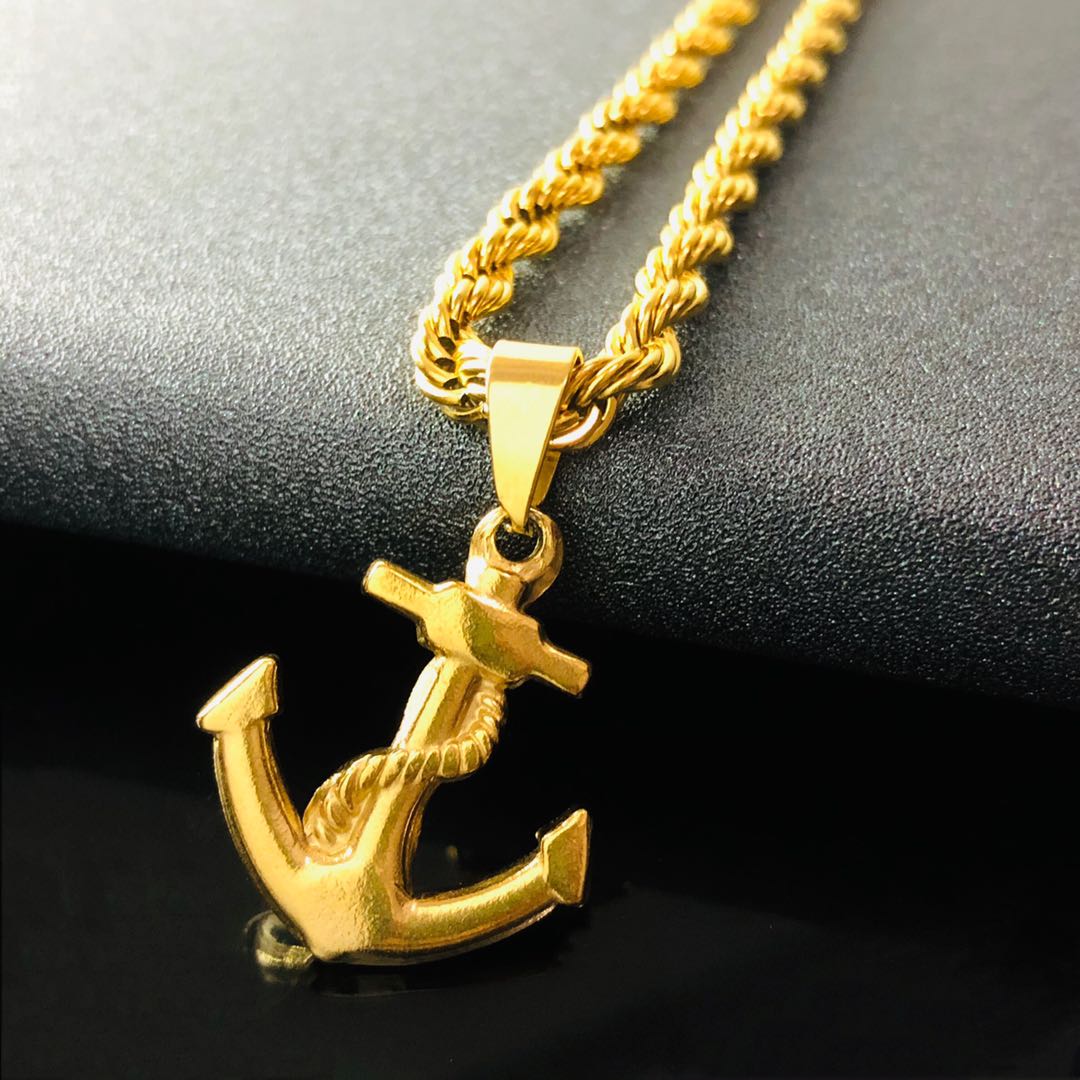Seaman 18k Saudi Gold Necklace for Men 