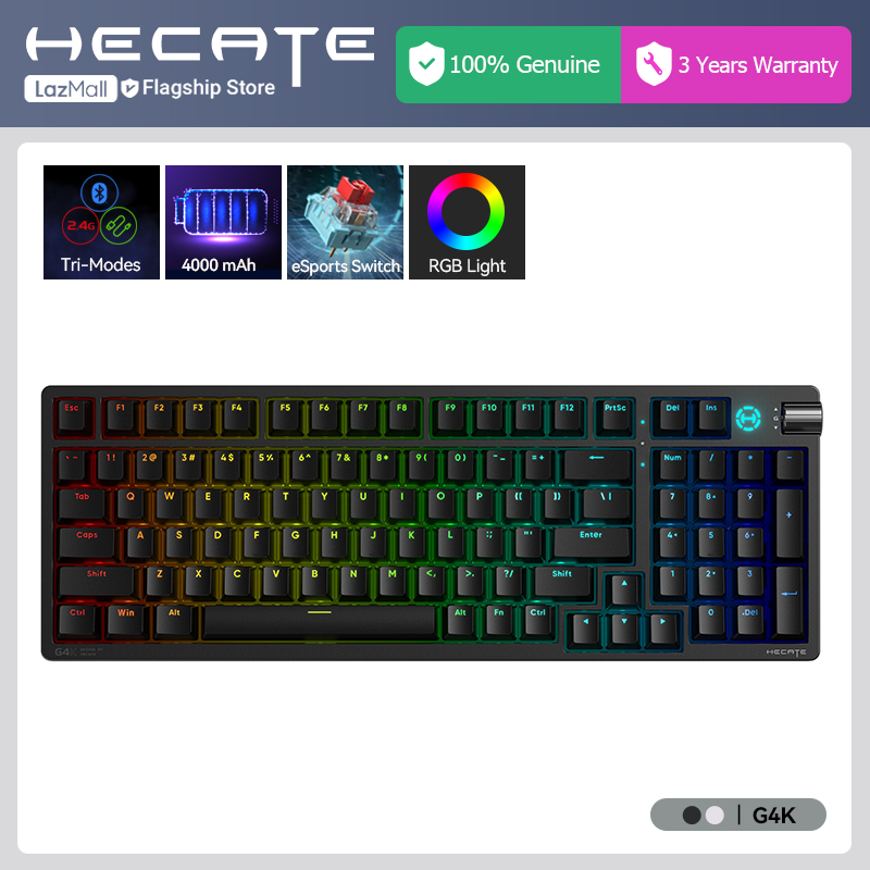 HECATE G4K Trimode Wireless Gaming Keyboards 2.4GHz Low Latency/RGB Lighting/Quick Rebund