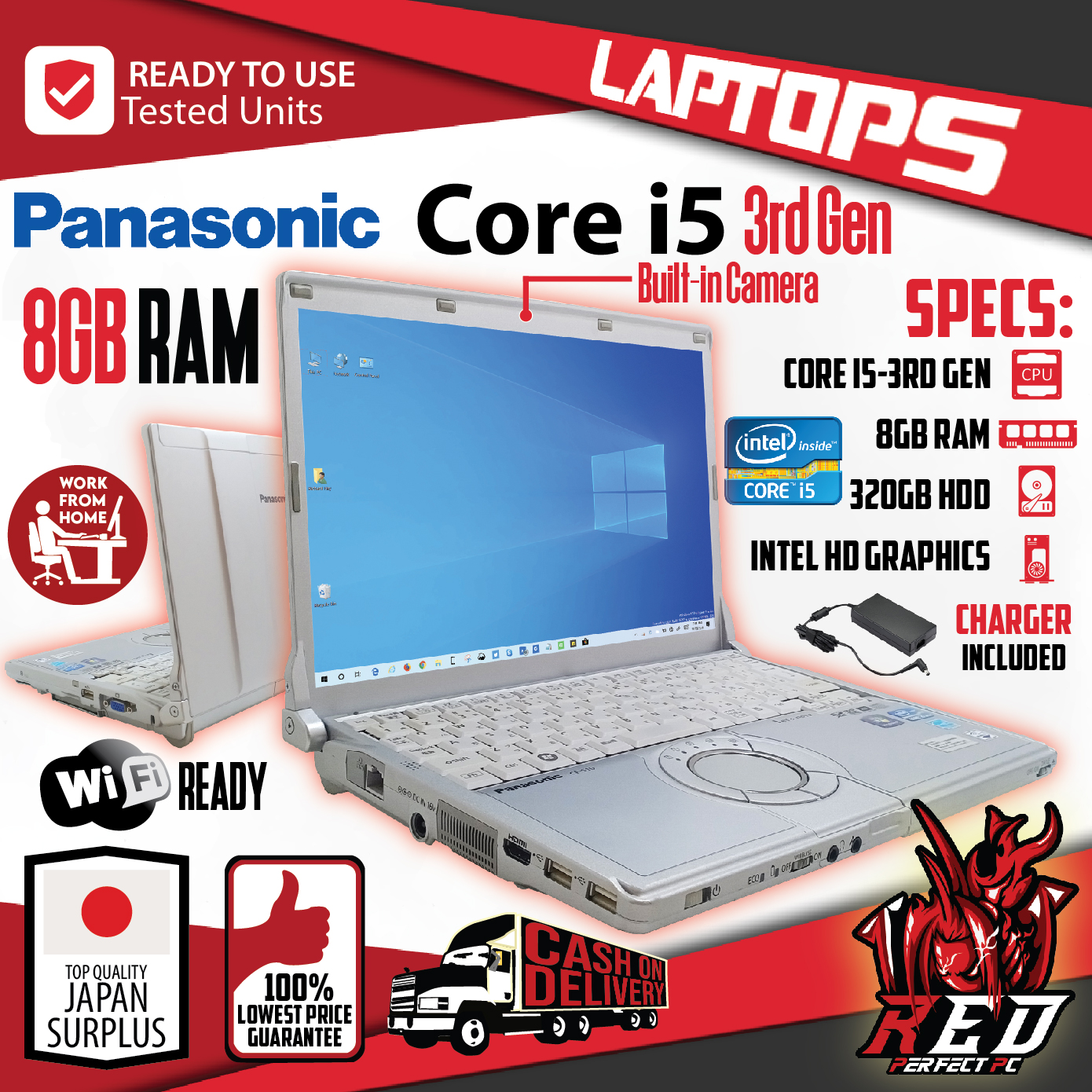 LAPTOP / PANASONIC / CORE i5-3RD GEN / 4GB or 8GB RAM OPTION