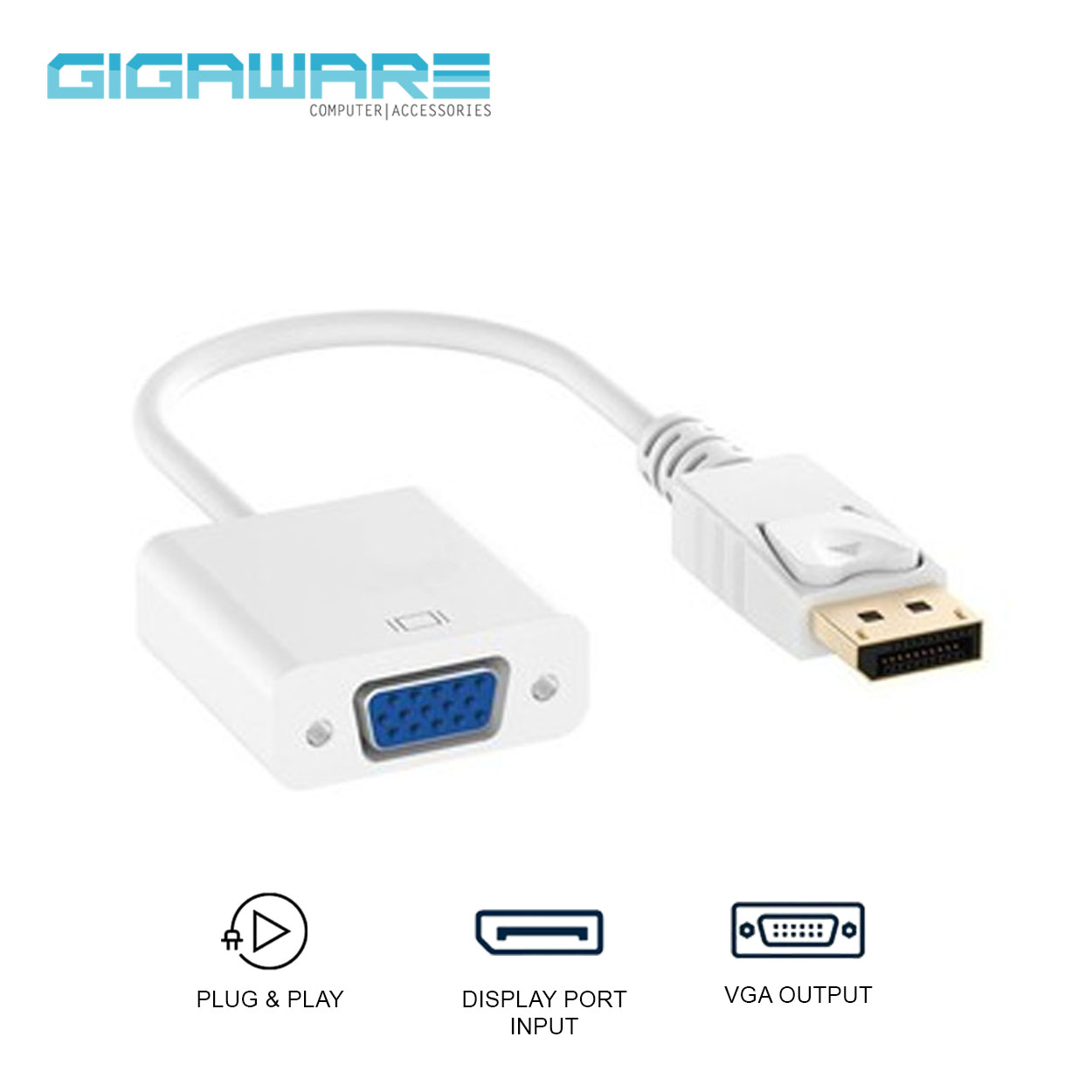 Gigaware Display Port DP Male to VGA Female Video Converter Cable