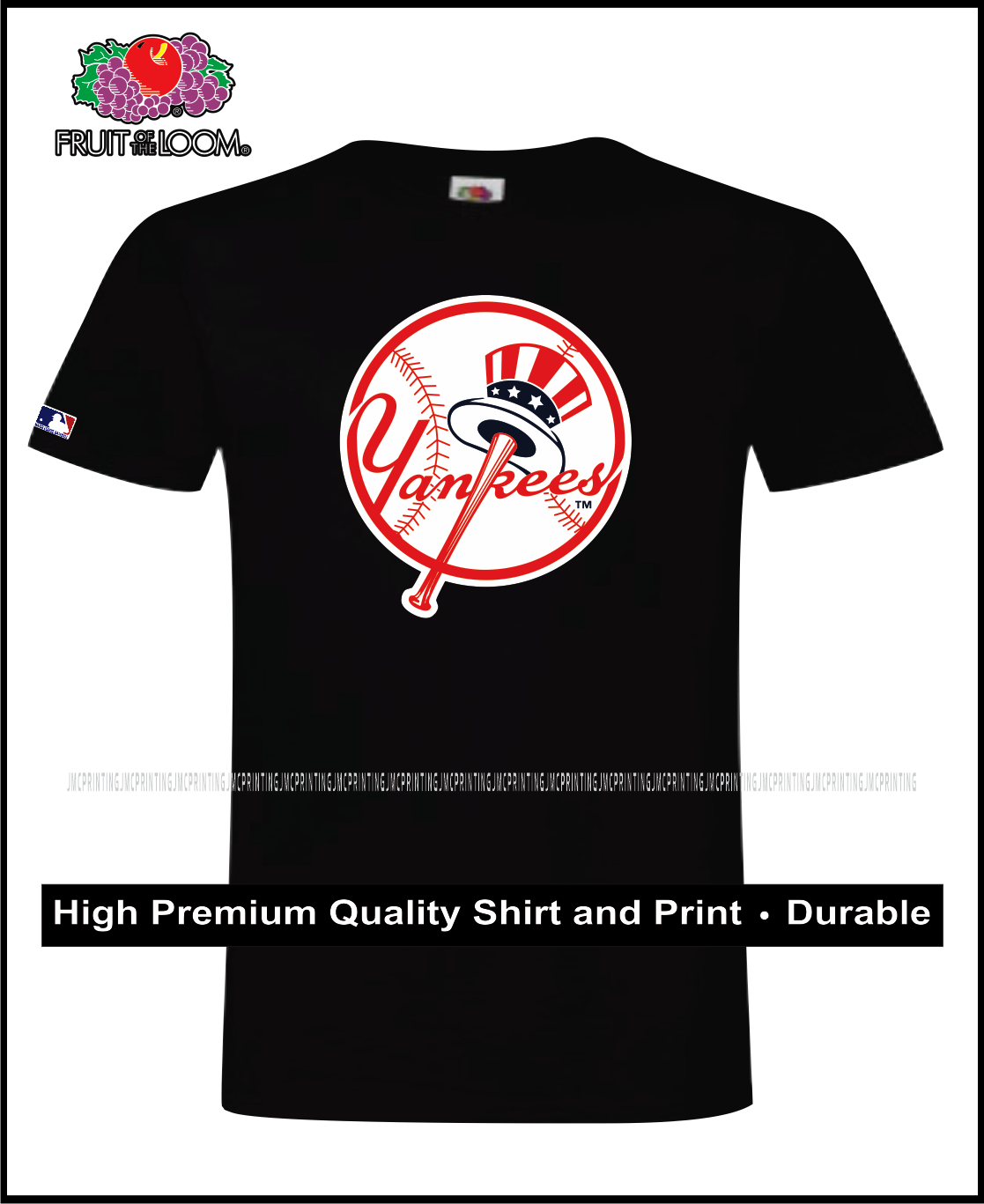 NY Major League Baseball Logo T-Shirt 100% Cotton Gamuza Print