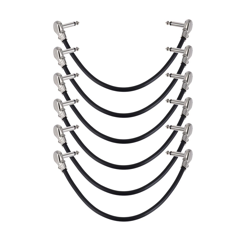 [ammoon]quà bí mật Cáp Vá Dụng Cụ Bàn Đạp Hiệu Ứng Guitar 30Cm/12in 1/4 Bạc Phích Cắm Góc Phải Áo Khoác PVC Màu Đen, 6 Gói