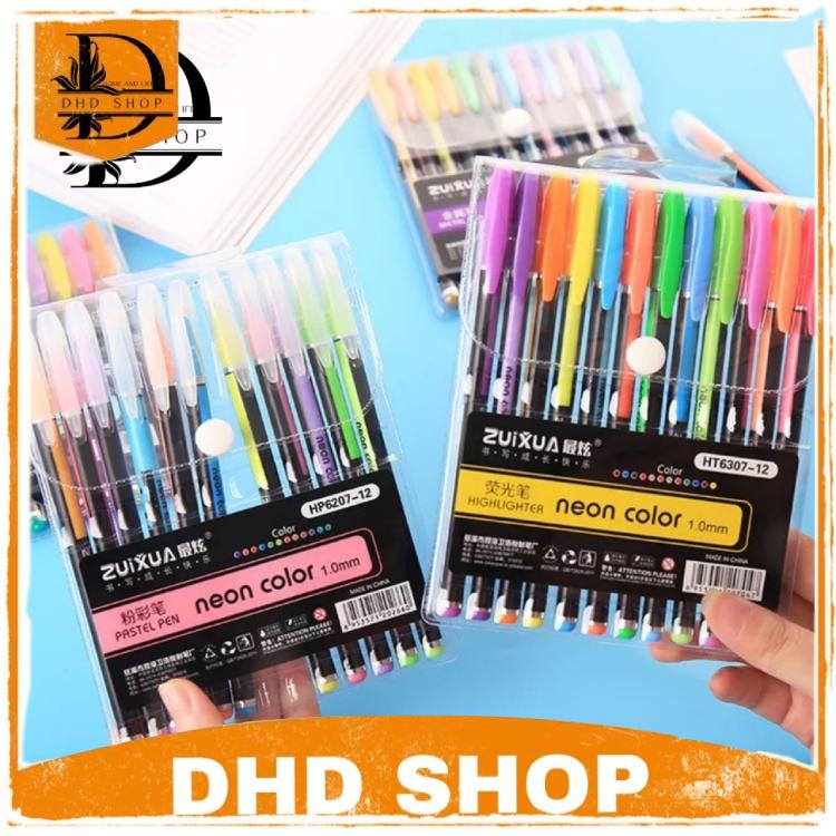 12in1 Color Ball Pen Set Neon Color Glitter Pen Blink Pen Pastel Pen Metal Pen 1.0mm Ballpoint