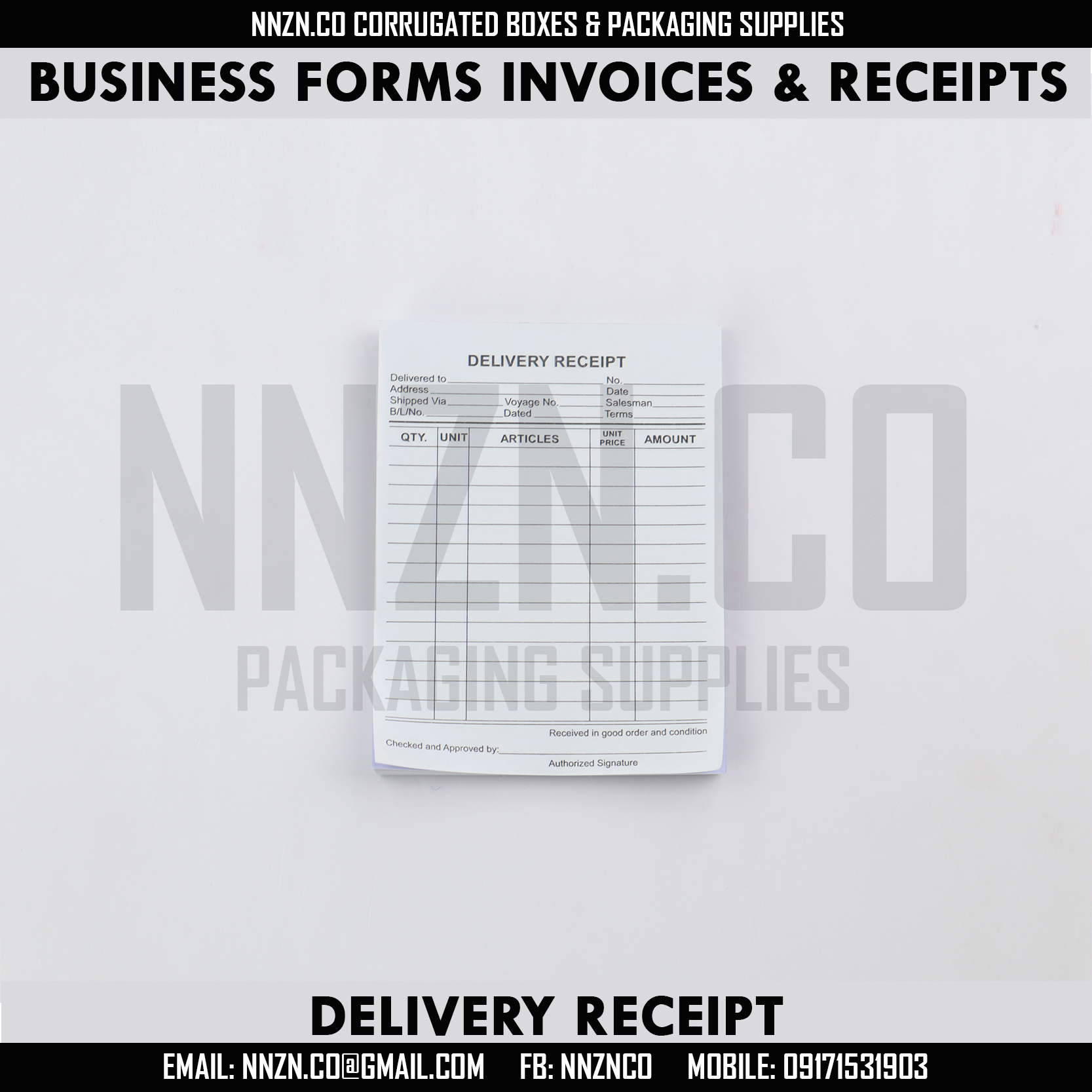 NNZN Business Forms Receipt and Invoices Delivery Receipt Sales Invoice