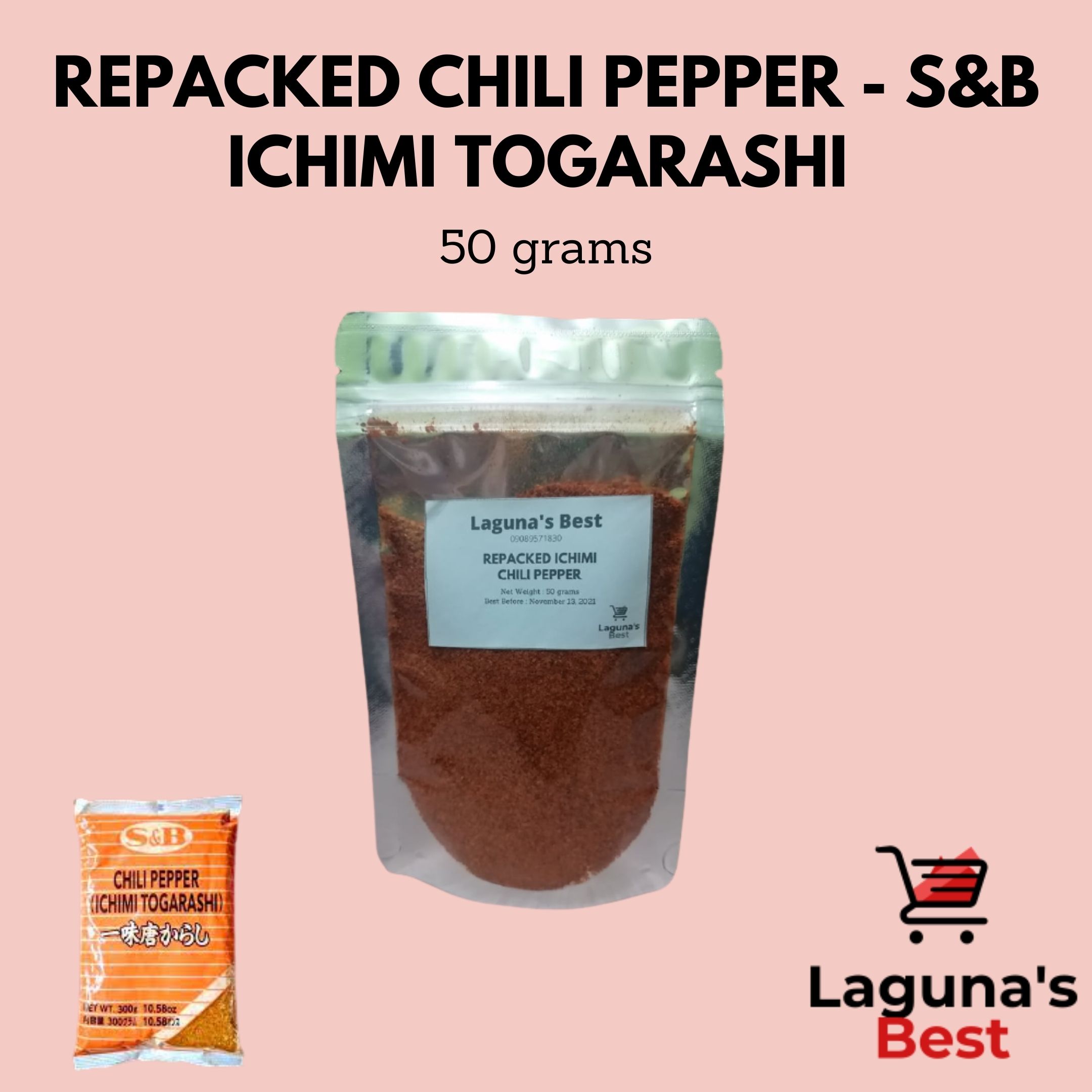 Repacked Japan Chili Pepper S&B Ichimi Togarashi 50 grams