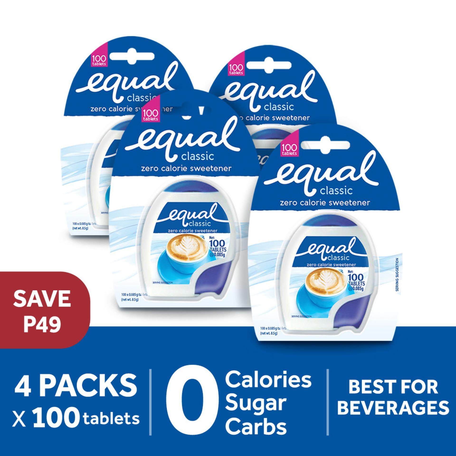 EQUAL Classic 4 packs x 100 Sweetener Tablets, 0 Calorie Sweetener