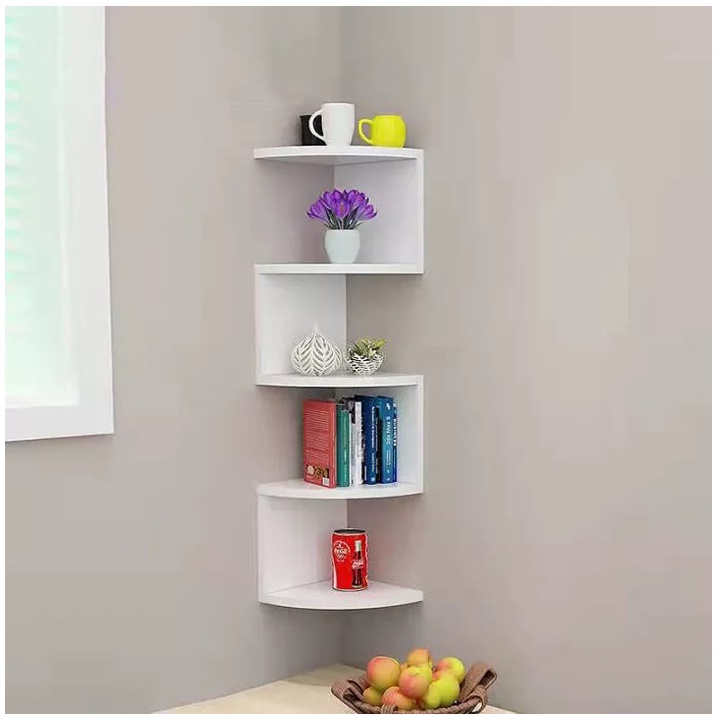 CORNER (5LAYER)- Nordic 5 Tier Floating Wall Shelves Living Room ...