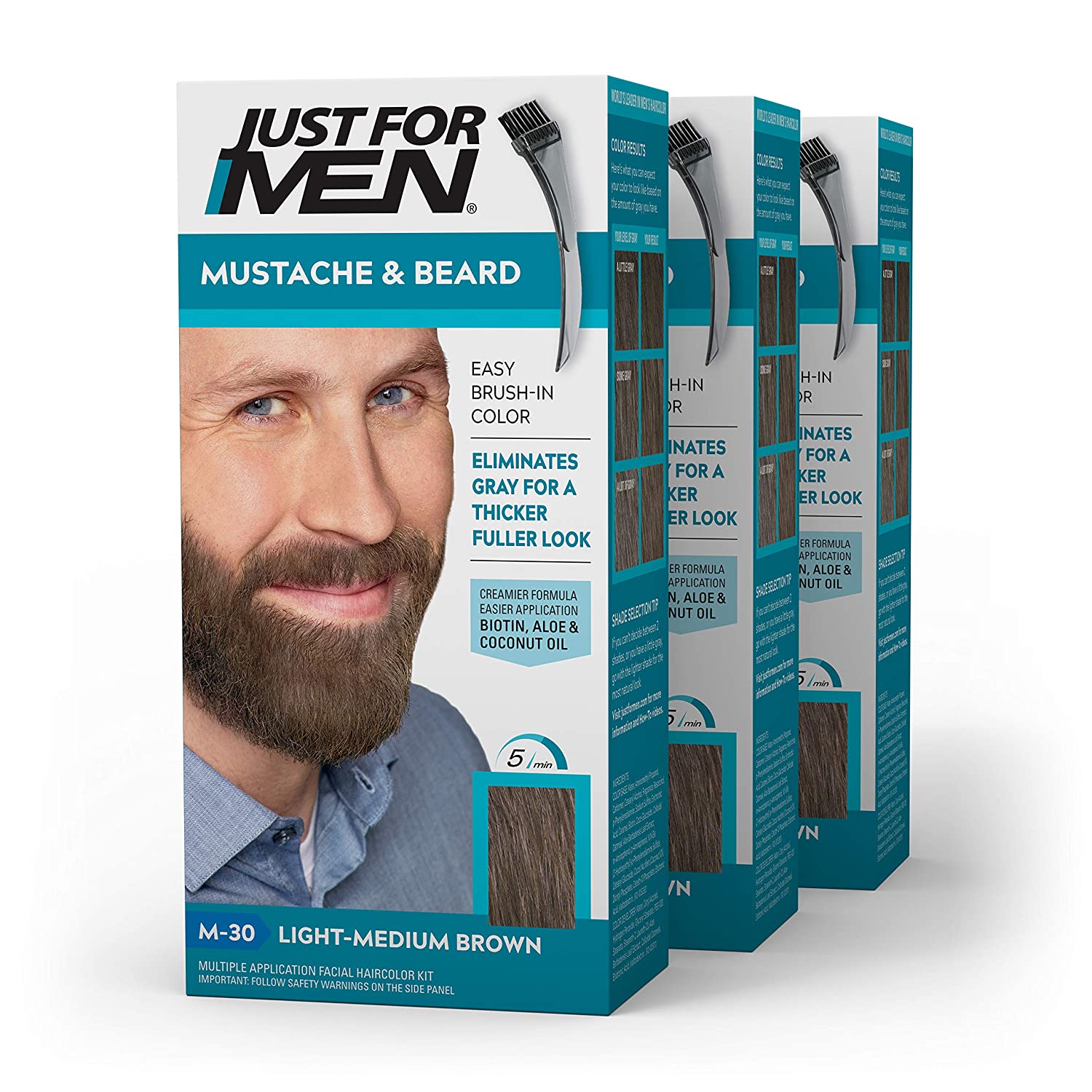 Just For Men Mustache & Beard, Beard Coloring for Gray Hair with Brush  Included - Color: Light-Medium Brown, M-30 (Pack of 3) | Lazada PH