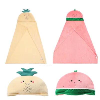 Miniso Fruit Series Blanket With Hat Watermelon and Pineapple Design Pillow Blanket for Kids