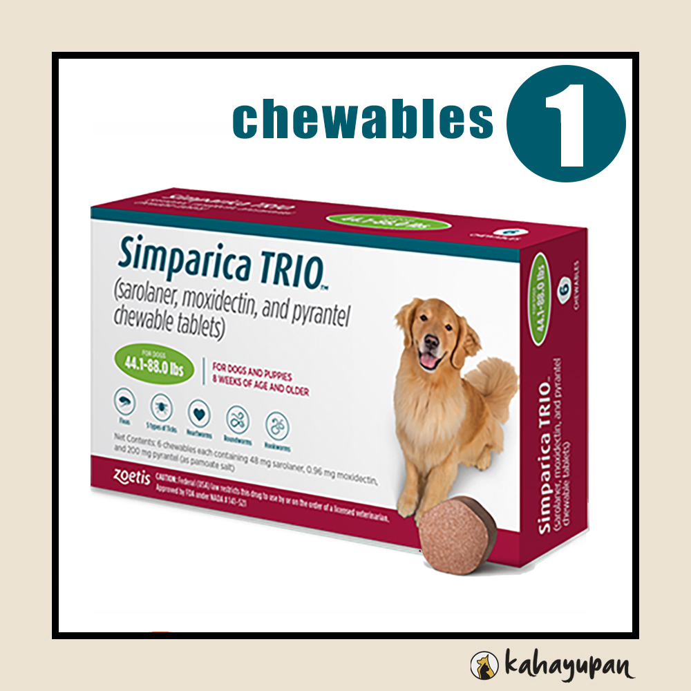 Simparica TRIO Single Anti Tick, Flea, Mange, Heartworm and Dewormer ...