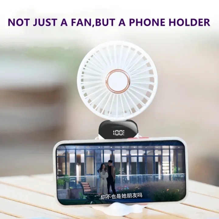 Vimite 5-Speed Mini Portable Fan USB Rechargeable Foldable Silent Handheld fan with LED Digital Display 2000mAh Table Small Fan for Home Outdoor Sports Office