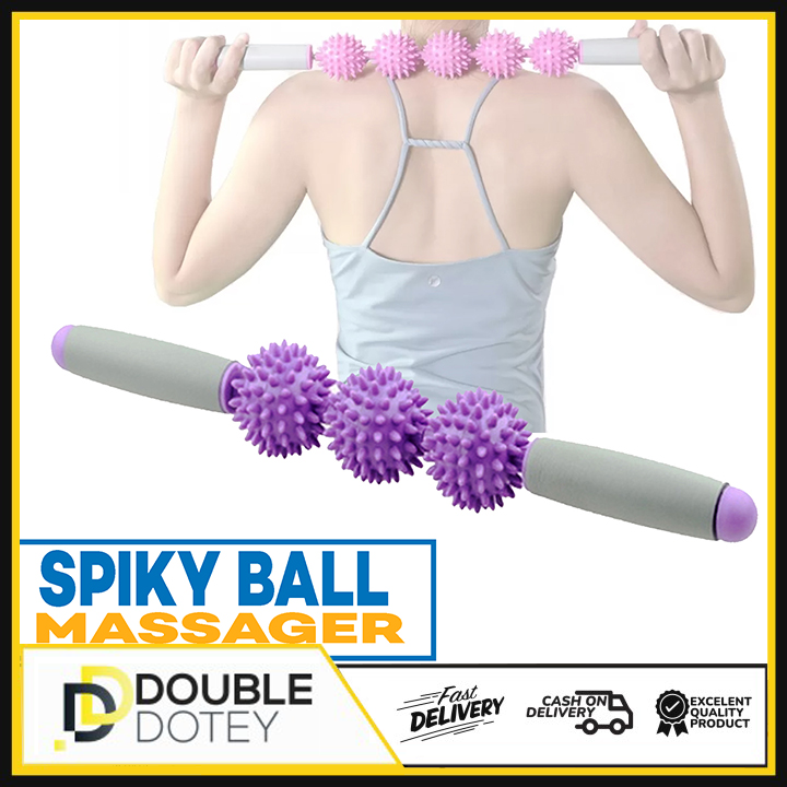 Fitness Spiky Balls Massage Roller Stick Muscle Trigger Point Therapy Self Massage Bar Yoga