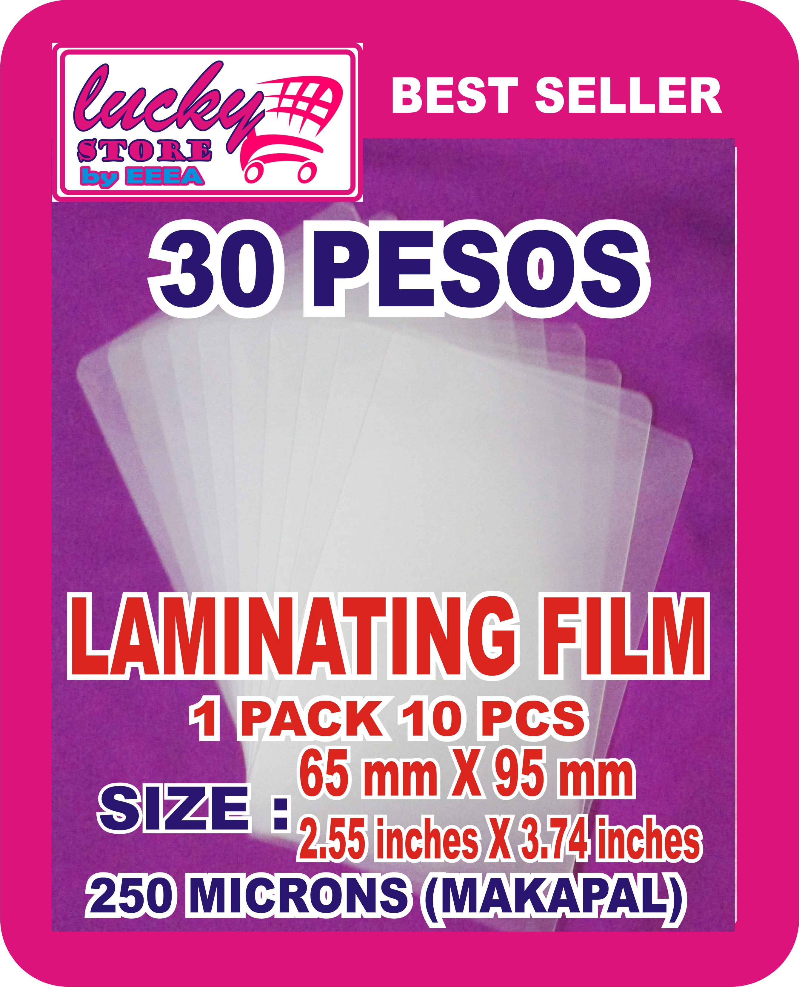 LAMINATING FILM SIZE 65MM X 95MM (250 MICRONS MAKAPAL) Lazada PH