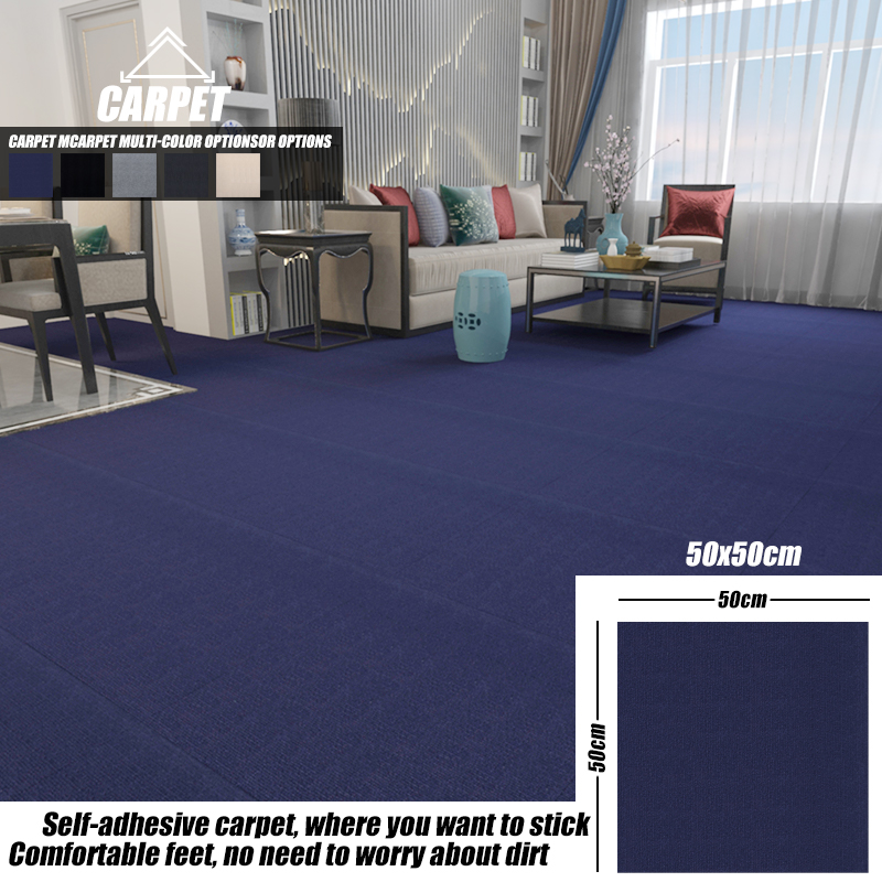 Carpet Tile Mat 50x50cm 30x30cm Selfadhesive for Bedroom Living Room Office Floor Nonslip