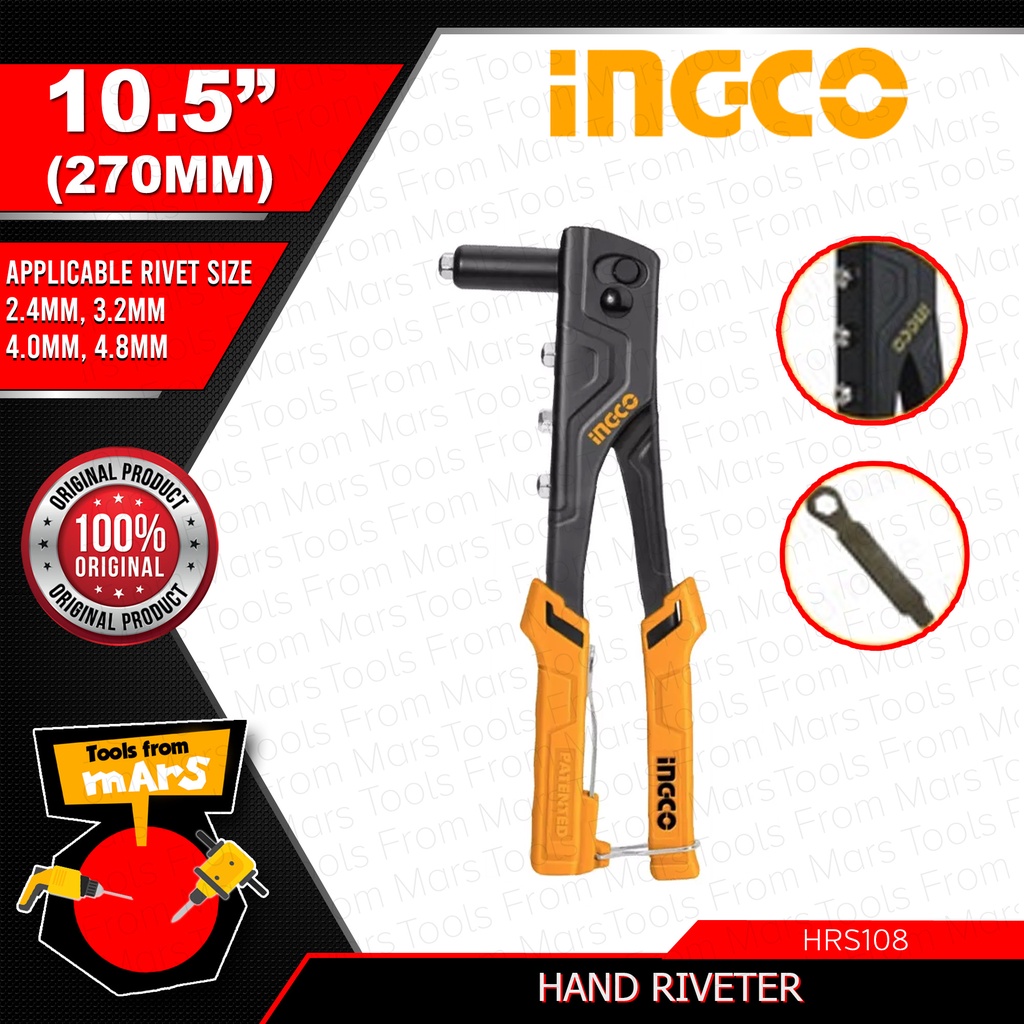 INGCO Original Hand Riveter Heavy Duty 10.5" 270mm SUPER SELECT HRS108
