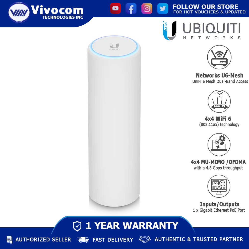 Ubiquiti Networks U6MeshUS Wireless DualBand WiFi 6 Mesh Outdoor Access Point (U6Mesh
