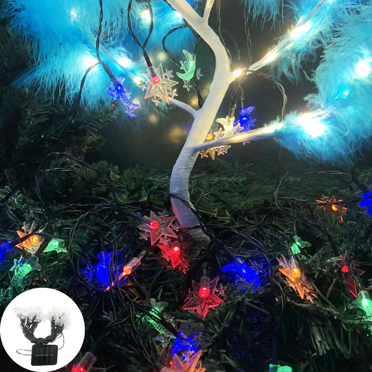 Christmas Led Moon and Star Curtain String Lights Decorations Christmas