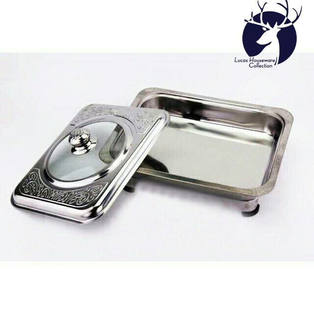 1PC FOOD WARMER WITH COVER STAINLESS STEEL FOOD WARMER SERVING TRAY