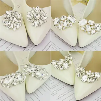 2pcs Rhinestone Shoe Accessories Pearl Brooch Shoe Clip Shiny