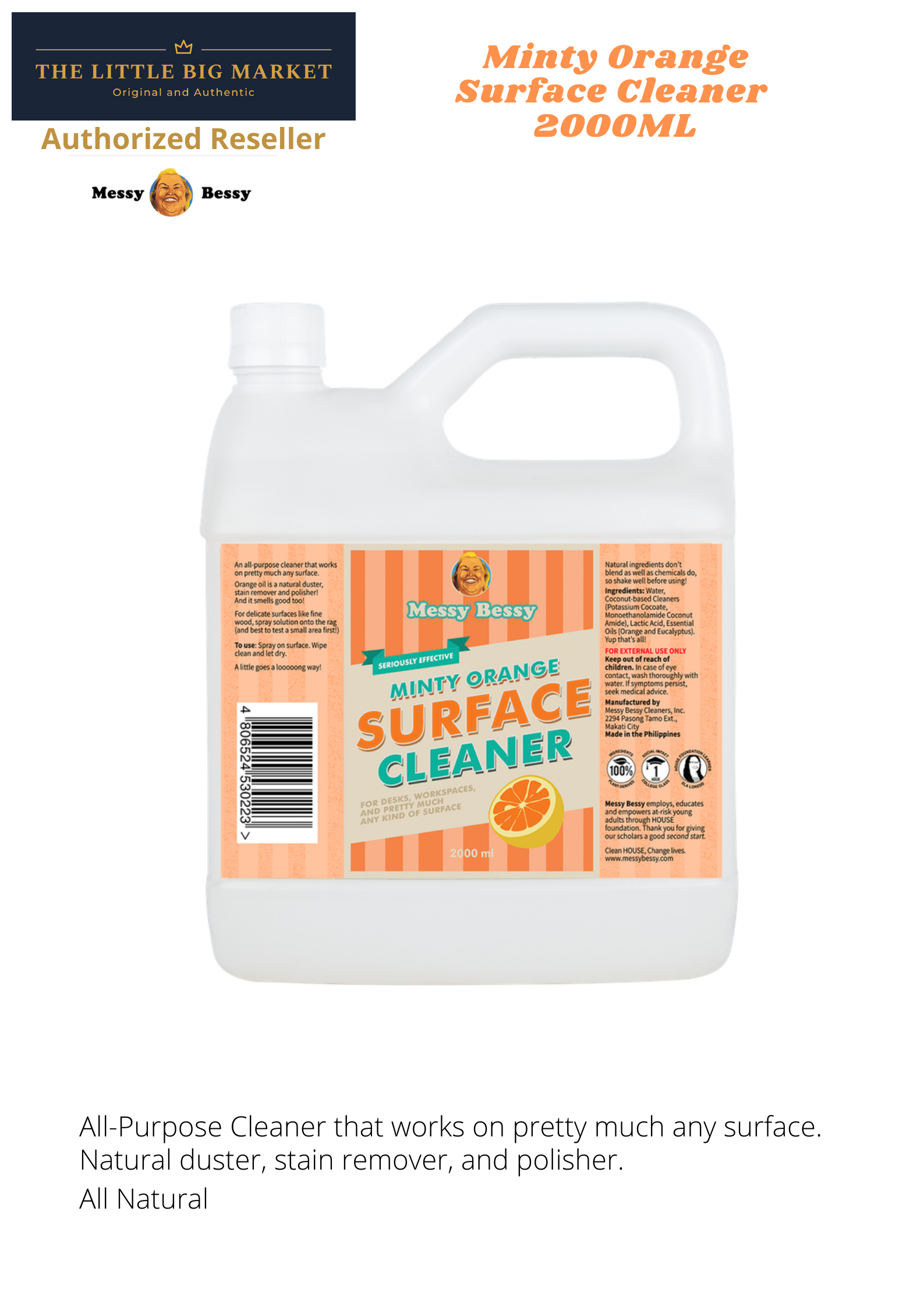 Mimsy Cleaner Messy Bessy Minty Orange Surface Cleaner 2000ml | Lazada PH