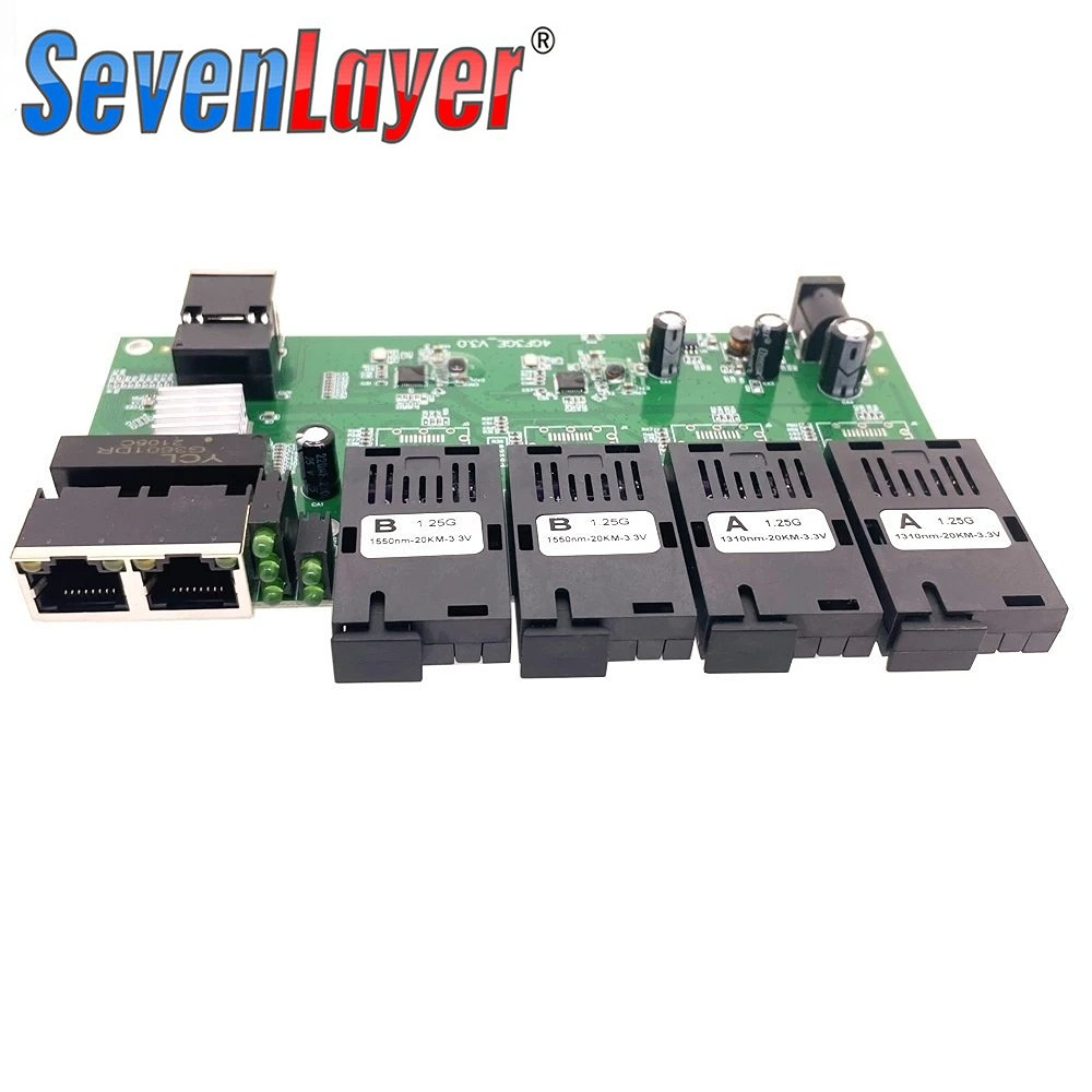 Fiber Optical switch 4G3E Gigabit Ethernet Switch Single Mode Single Fiber PCBA