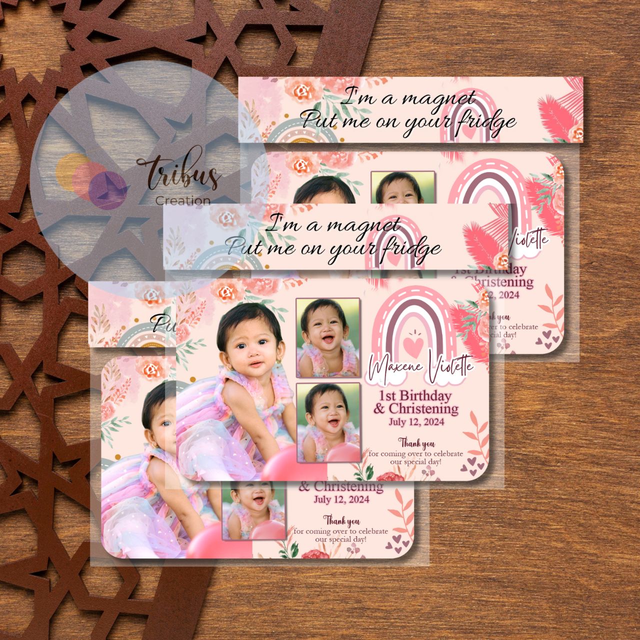 Ref Magnet Best Souvenir For 1st Birthday Boho Rainbow Theme