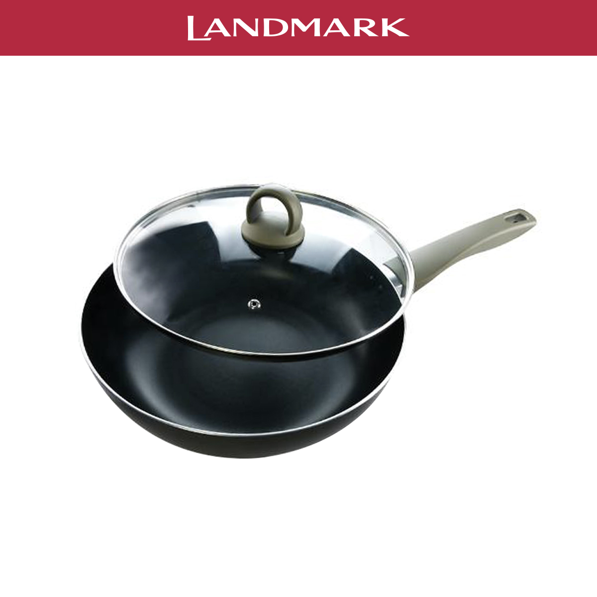 Masflex 32 cm Master Class Non Stick Wok With Glass Lid