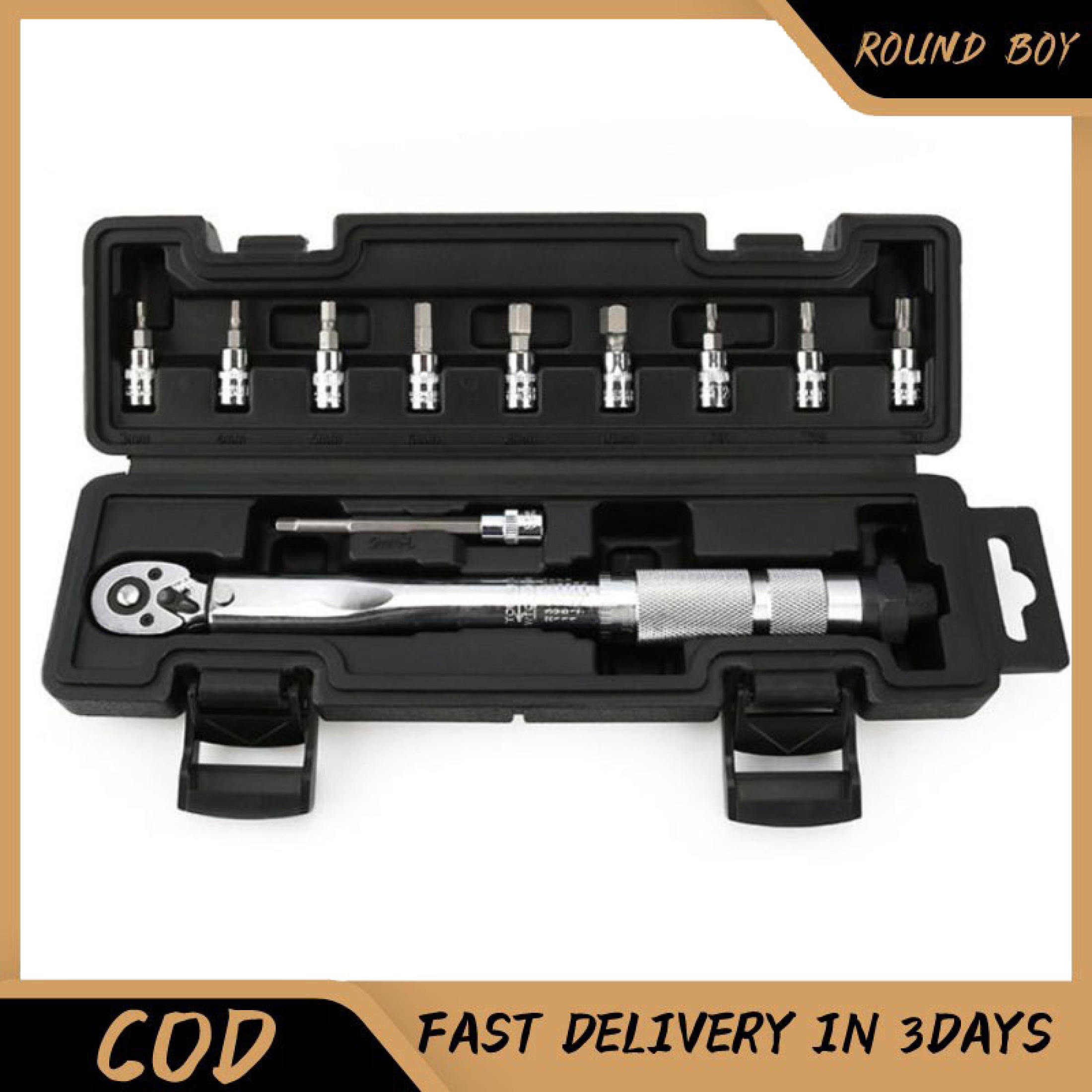 11pcs 1/4" 525Nm Ratchet Torque Wrench Adjustable Tire Torque Wrench