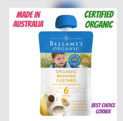 Bellamy's Organic Banana Custard with Flaxseed Baby Food 120g 6+ months