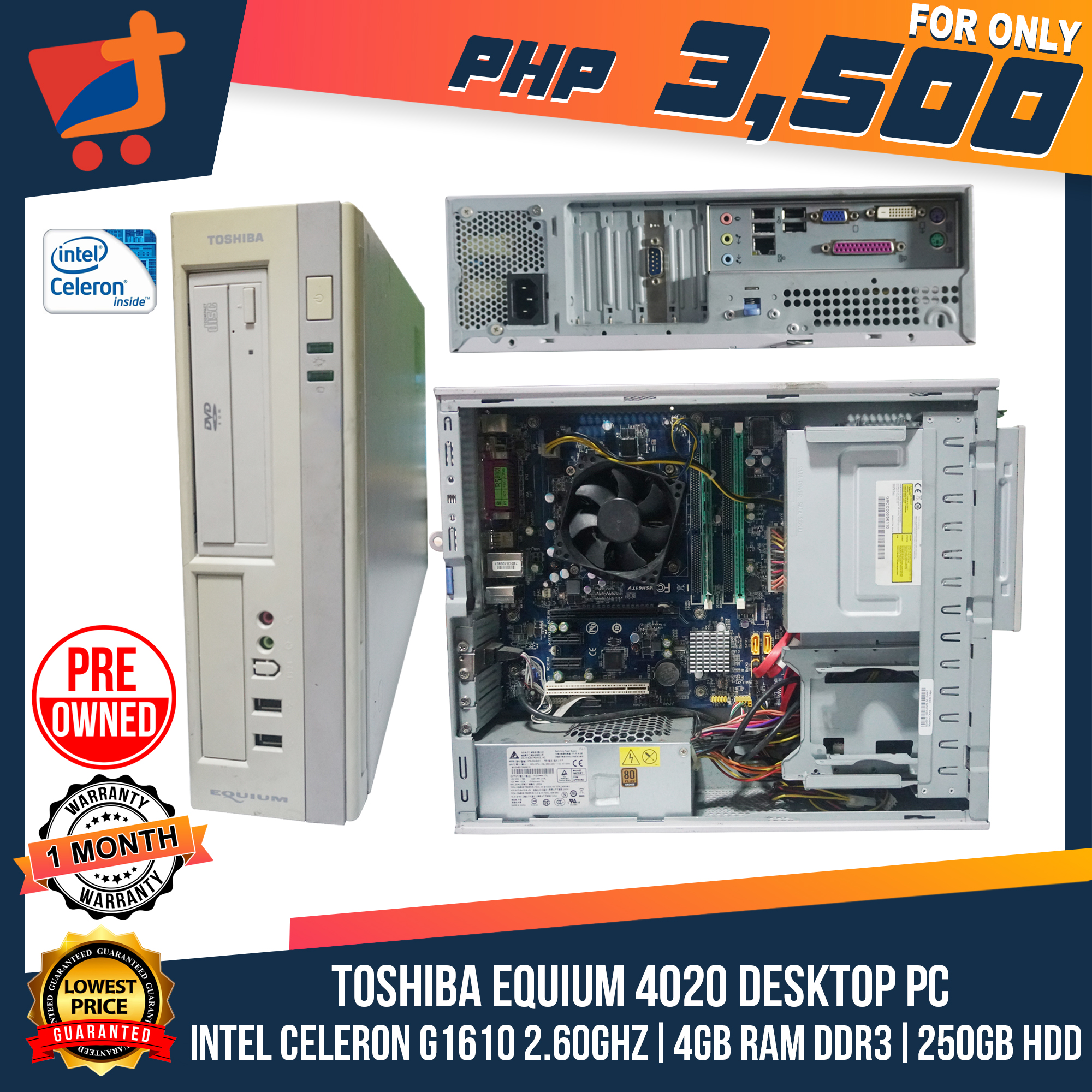 Toshiba Equium 4020 Desktop PC Intel Celeron G1610 2.60Ghz, 4GB RAM DDR3,  250GB HDD We Also Have Fujistu, Nec, Hp, Dell, Lenovo, Toshiba, Computer  Desktop TTREND Lazada PH