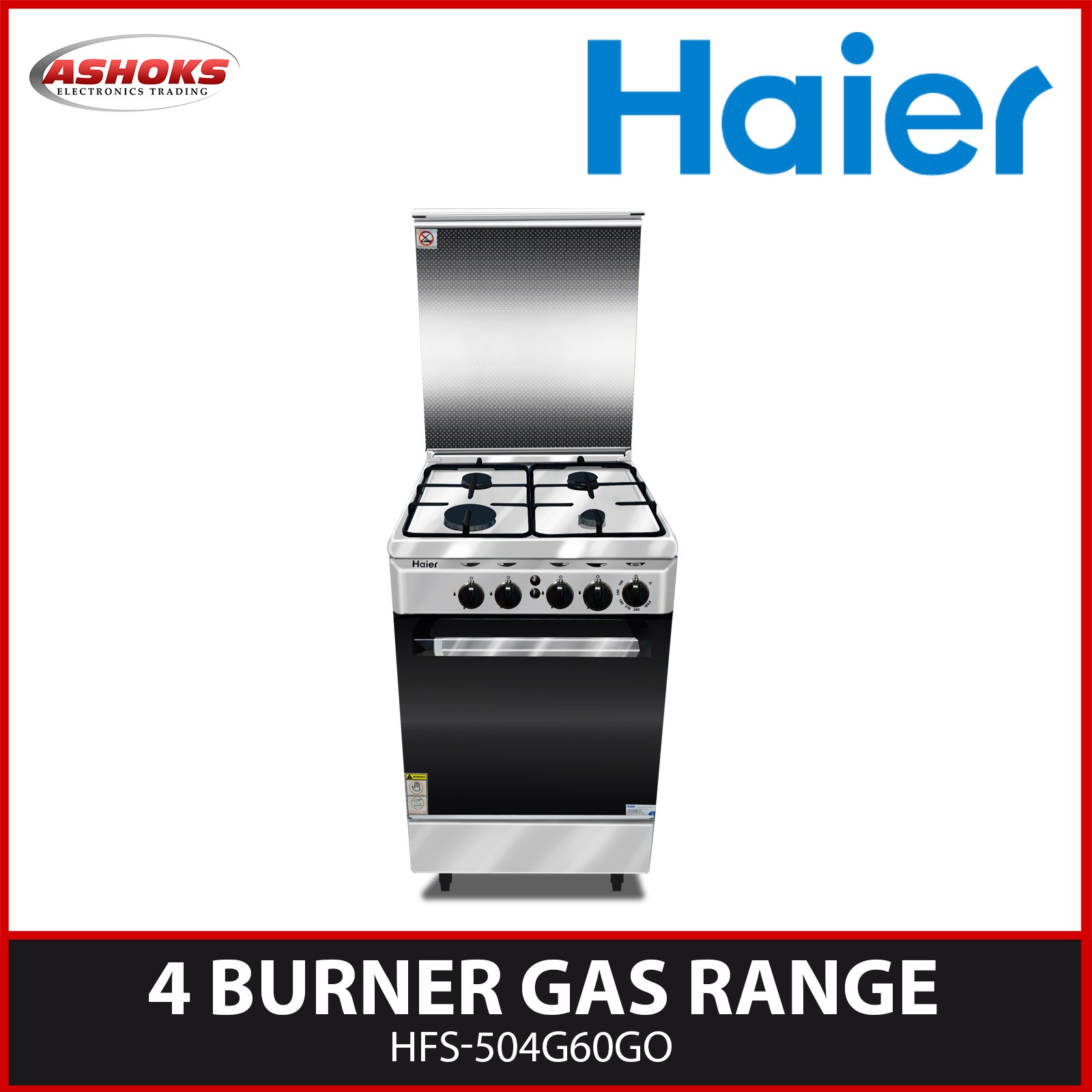 Haier HFS504G60GO Gas Range / 4 Gas Burners / Lower Oven Burner(3.0kW