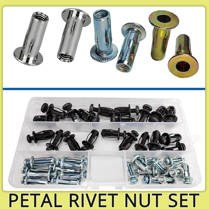 M4 M5 M6 Rivets Nut Kit Lock Screw Set Rivet Riveter Black Steel al