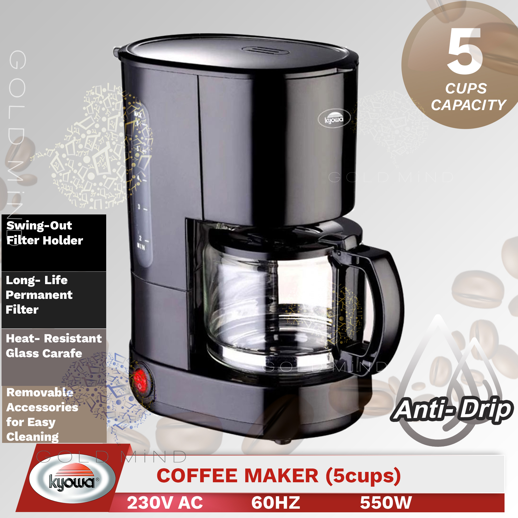 Kyowa Coffee Maker 5 Cups - Gold Mind 