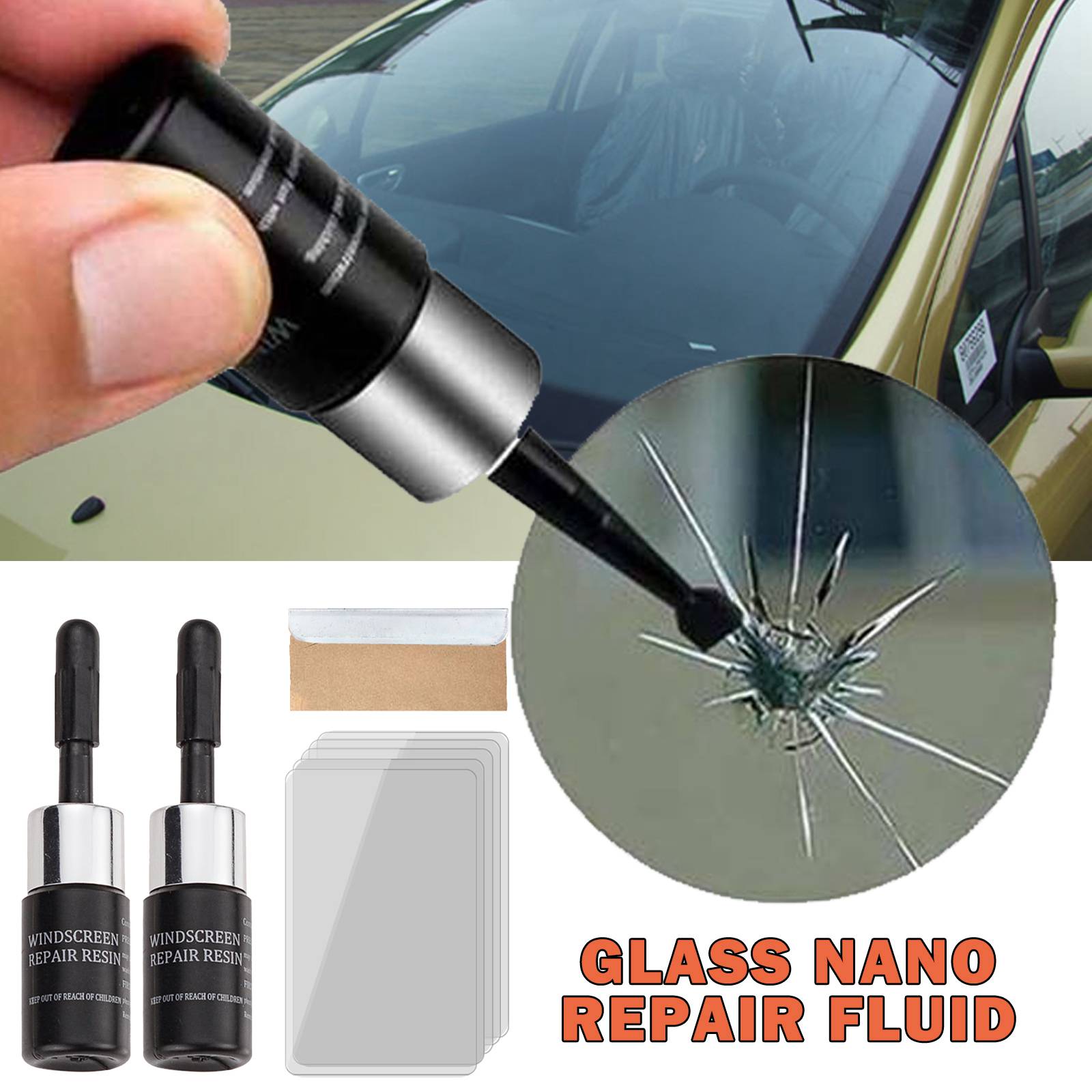 Automotive Glass Nano Repair Fluid Car Window Glass Crack Chip Repair Tool 6ml