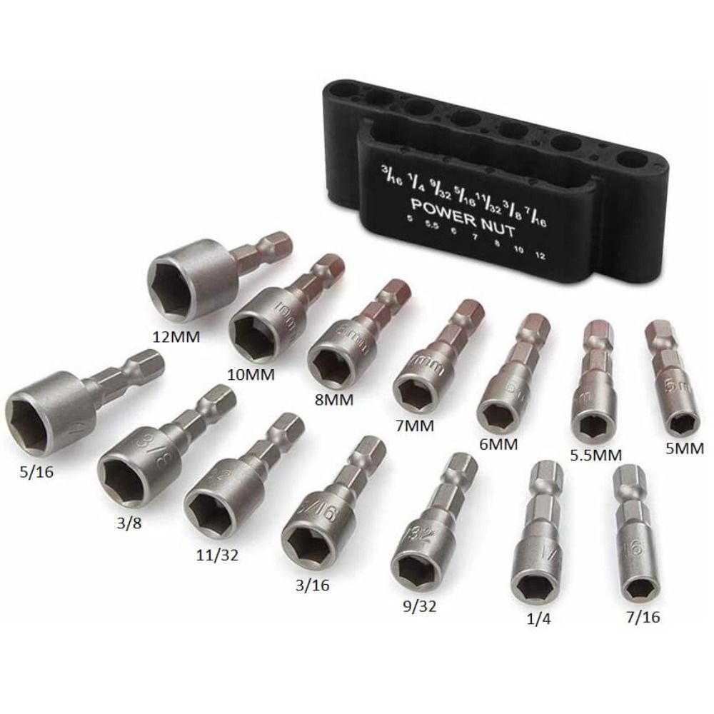 RFHFHTRE 1/4" 5-12mm Hex Shank Socket Screwdriver Set Driver Tool Wrench Screw Tool Socket Set Nut Driver Drill Bit Hex Nut Socket Drill Bit Adapter Nut Driver