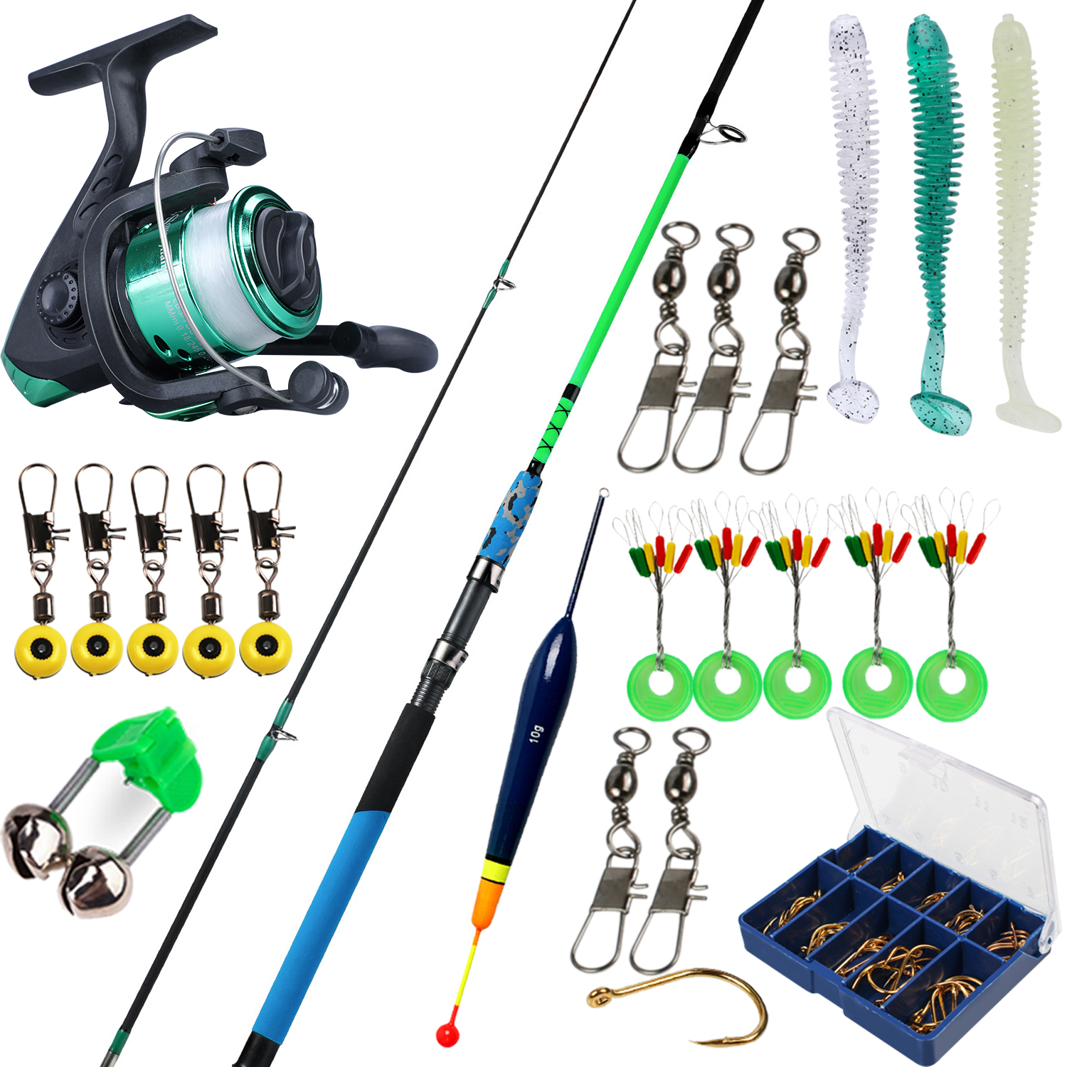 [COD]Fishing Rod Combo 1.5M2.4M 2 Sections Fishing Rod and Spinning