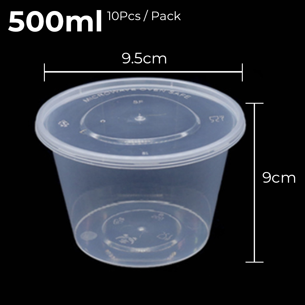 50 Pieces Microwavable Plastic Container 500ml Round Tub W/Lid Lazada ...