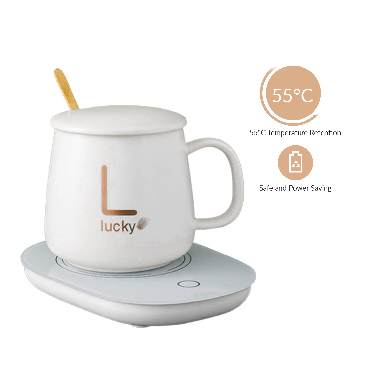 1pc Warm White 55°C Coffee Mug Warmer With Automatic Electric