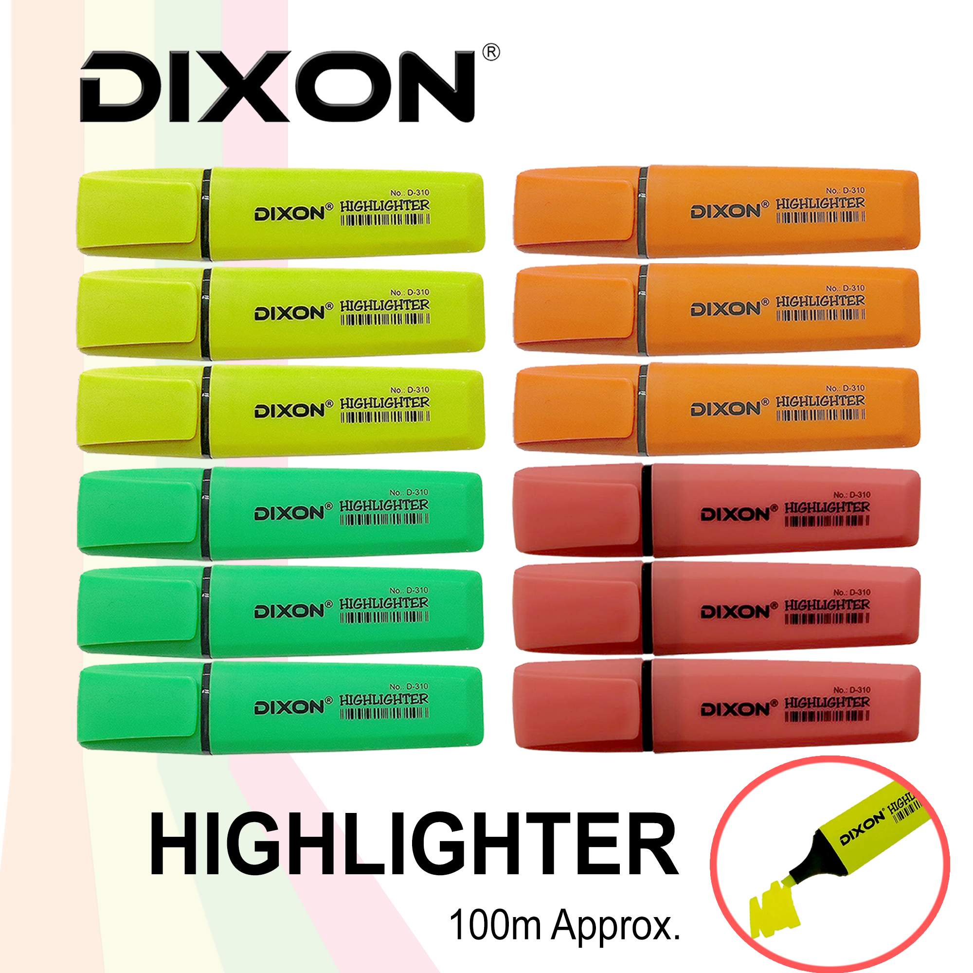 Dixon Highlighter pen NonToxic Vivid Color Highlighter Inkjet Safe