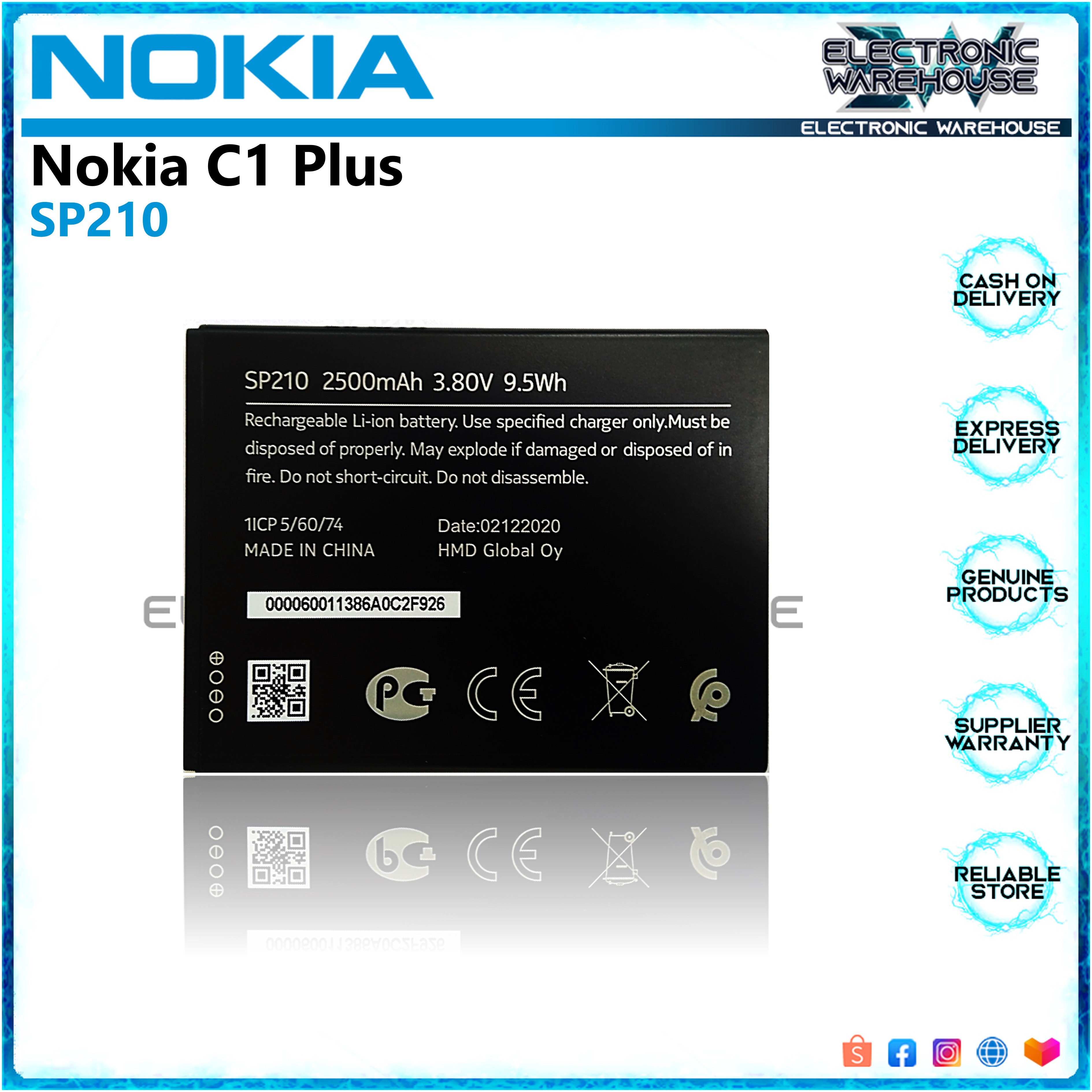 nokia c1 plus battery